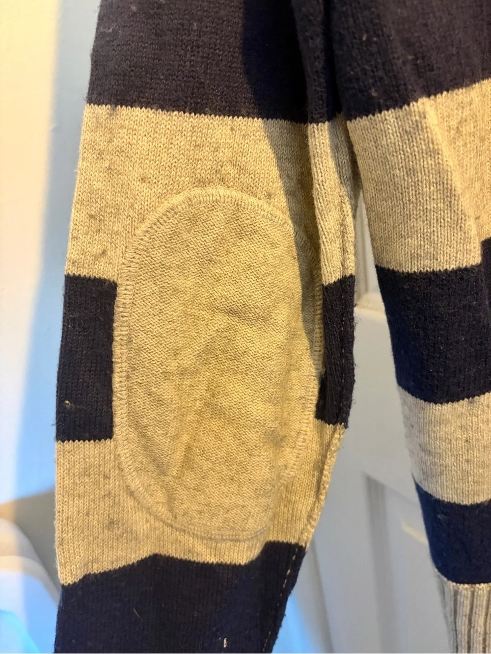 American Eagle Outfitters Navy & Cream Striped Men’s Button Cardigan